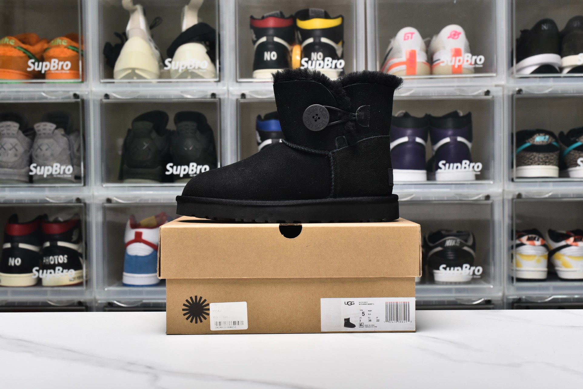 UGG Women Mini Bailey Button II Boot Black 1016422